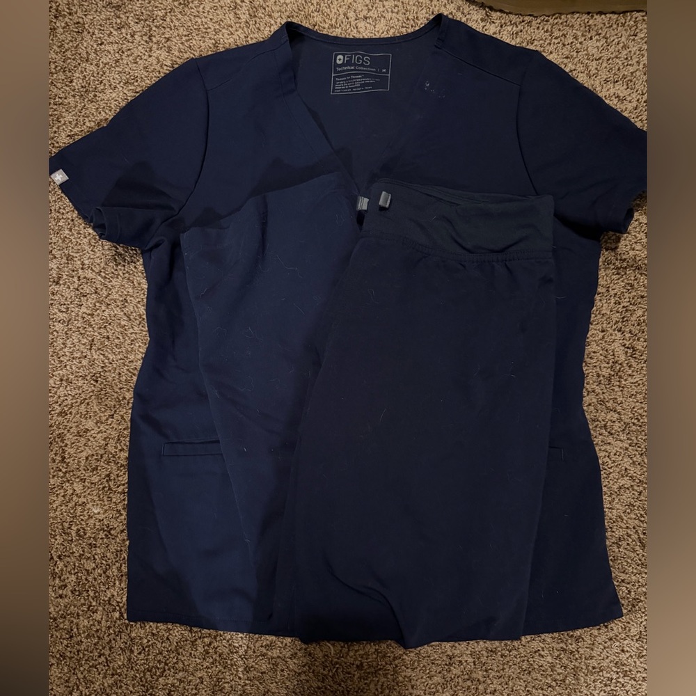 FIGS Navy Blue Scrub Top and Jogger Pants